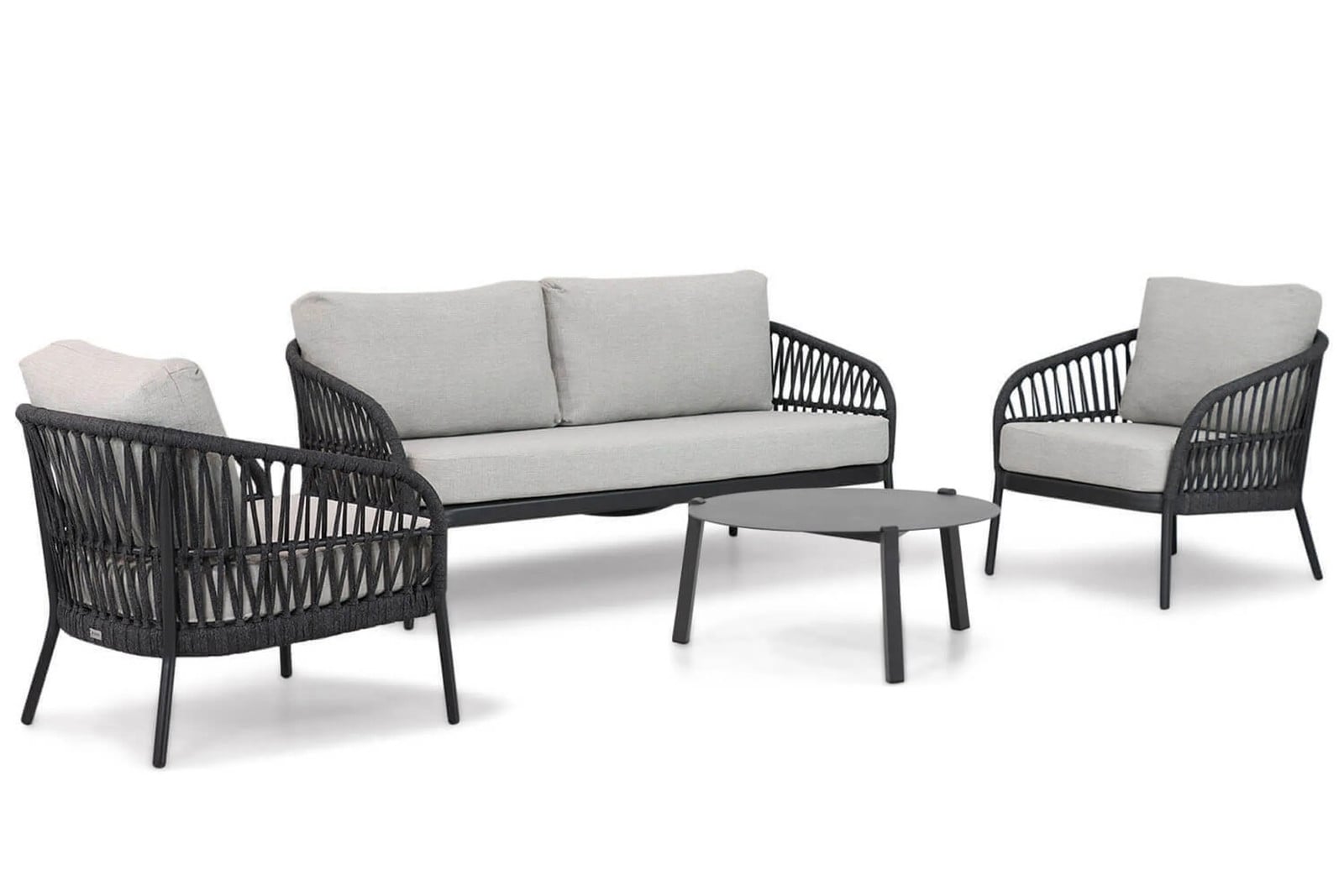 Coco Puerto/Rimini 4-delige loungeset met aluminium frame en grijze kussens