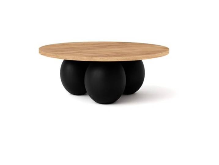 Dekori Möble, runder Couchtisch Belly 60 cm im modernen Stil (Eiche Craft Golden/Schwarz)