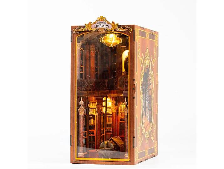 Bibliothèque du monastère, serre-livres fait à la main, bricolage, coin-livre en bois, insertion d'étagère, Kits de modèles miniatures pour amis, cadeaux d'anniversaire