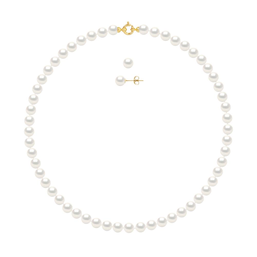 Versiering ketting en oorbellen zoetwater 7-8mm Parels Yellow Gold
