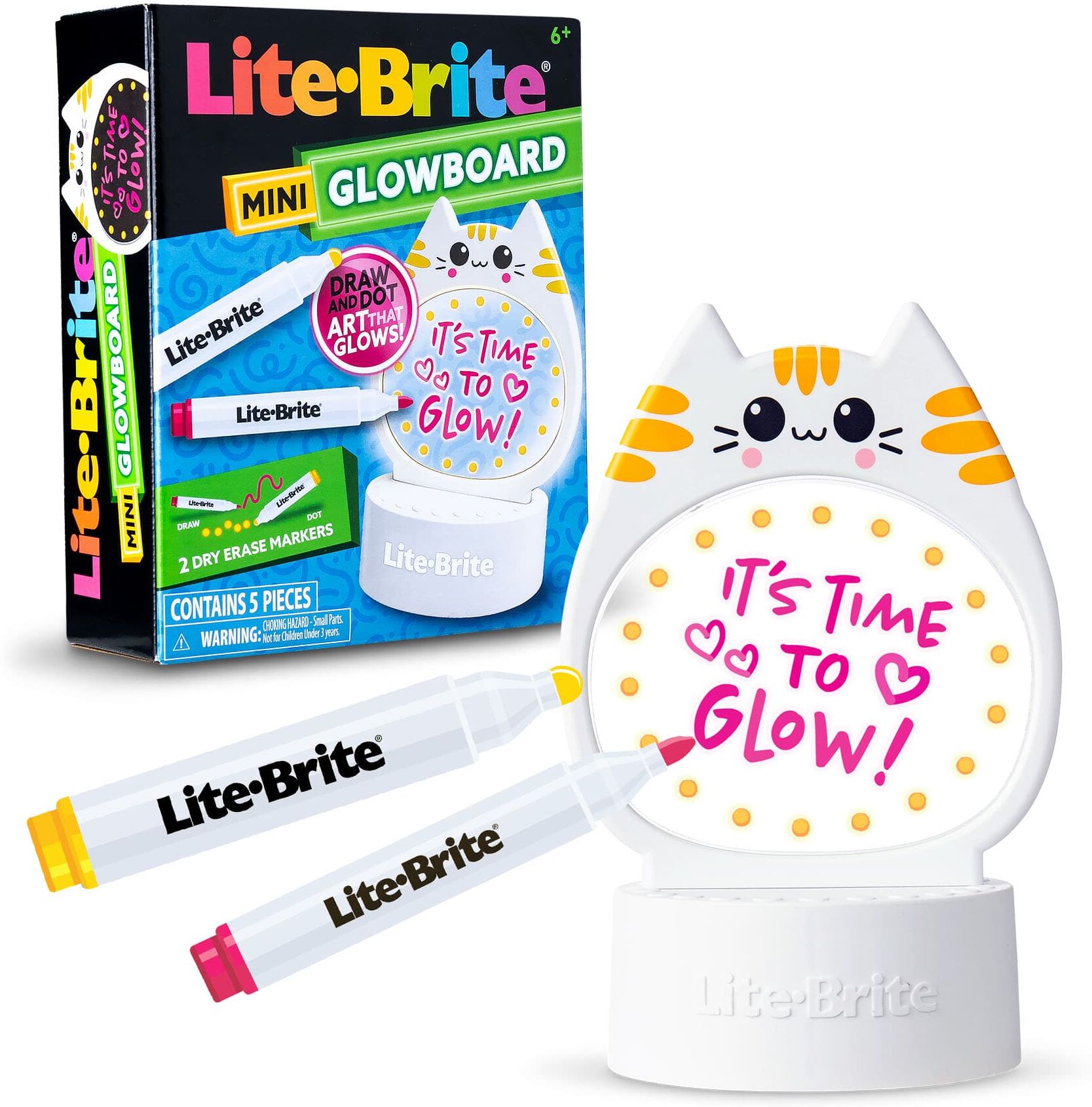 Lite-Brite Mini Glow Board with Colourful Pegs - Compact Light-Up Art Toy for Kids - Ages 3 and Up - Basic Fun!