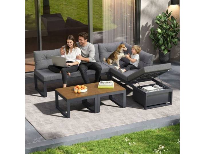 Ensemble de jardin extérieur gain de place:Configuration flexible rangement intégré.Parfait pour petit balcon SALON BAS DE JARDIN