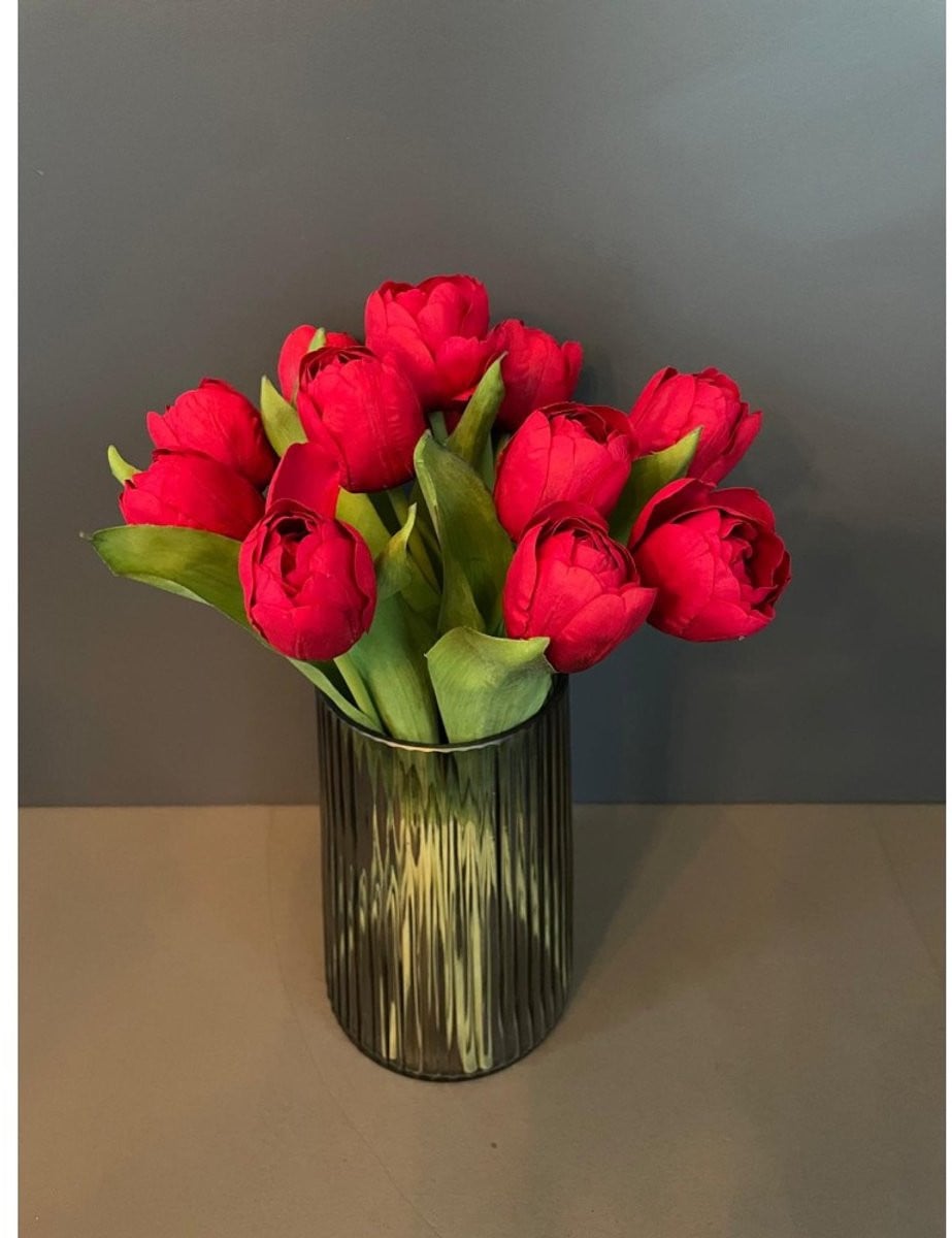 Realtouch Kunstbloemen Boeket Rode Tulpen - Onderhoudsvrij Zijden Bloemen