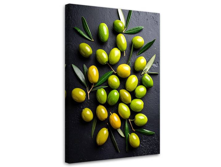 Feeby Leinwandbild Oliven Früchte 70x100cm, Grün, Essen/Getränk, Rechteckig, 70x100 cm, Bilder & Rahmen, Bilder, Leinwandbilder