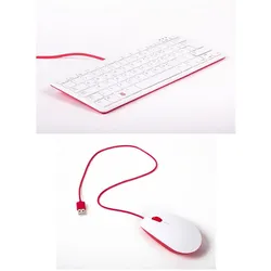 offizielle Raspberry Pi Maus + Tastatur, DE-Layout, inkl. 3 Port USB Hub, rot/weiß