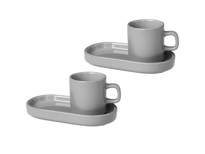blomus Tasse à espresso avec soucoupe Pilar lot de 2 Gris mirage