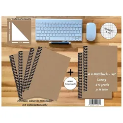 E & Z, Heft + Block, A 6 Notizbuch - Set, 4+2 gratis, Luxury 80 Seiten MUSKAT Designerecycling, kariert 5x5mm (A6, Kariert)