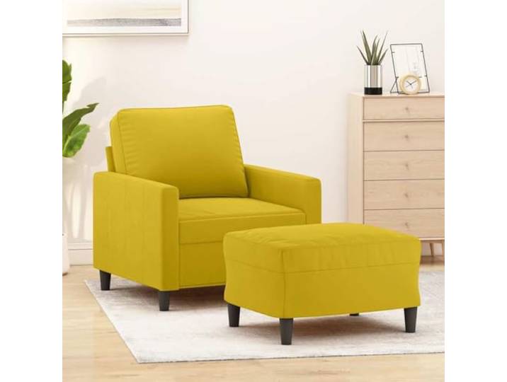 HEFZGDB Sessel mit Hocker Gelb 60 cm Samt Modernes Design Robustes Gestell Bequeme Sitzfläche Vielseitiger Fußhocker Strapazierfähiger Stoff Stabiles Sofa Kompakte Größe