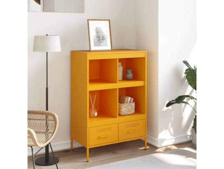 KTHLBRH Sideboard 4 Fächer, 2 Schubladen, verstellbare Füße, maximale Belastung 50 kg, Industriestil