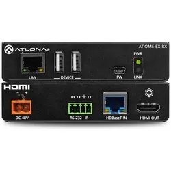 Atlona 4K/60 UHD HDMI/USB 2.0 HDBT RX, PoE/IR/RS232/LAN (0.03 m), Videokabel, Schwarz