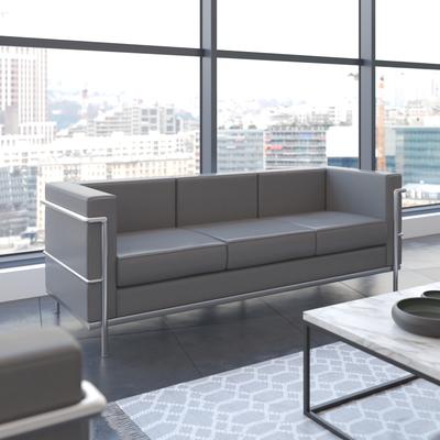 Flash Furniture Contemporary LeatherSoft Sofa with Double Bar Encasing Frame