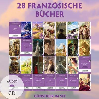 28 französische Bücher (28 Bücher + Audio-CDs) - Frank-Lesemethode - Kommentierte zweisprachige Ausgabe Französisch-Deutsch, Set von Maurice