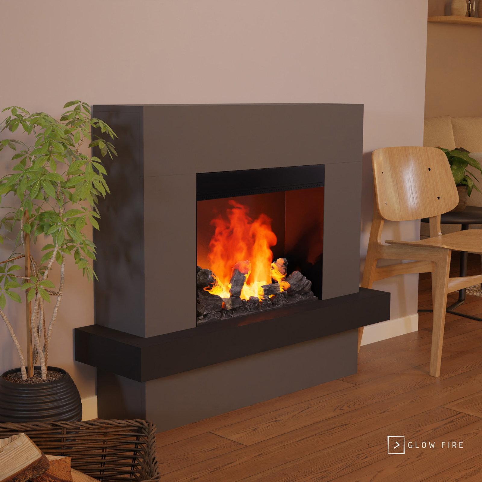 GLOW FIRE Elektrokamin 'Hera Opti Myst' | Wasserdampf Kamin mit Heizung inkl. Holz in schwarz als Standkamin| HxBxT: 110x126x32cm
