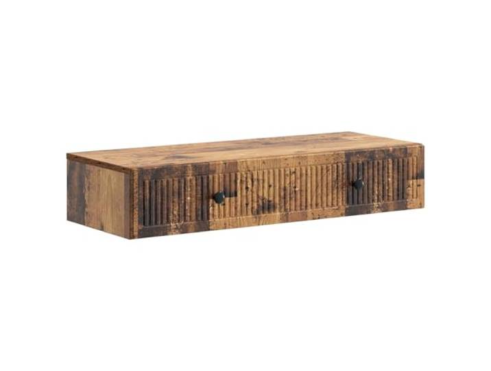 KLGBNCVE Wandmontierter Beistelltisch Altholz 87,5 x 34,5 x 17 cm Ingenieurholz, rechteckige Form, Wandmontage, Stauraumfächer, feuchtes Tuch, moderne Wohnung
