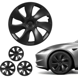 VEVOR 4x Radkappen für Tesla Model Y 21-24, 19 Zoll Radzierblenden aus ABS Kunststoff, Radblenden 4er Set mit 7 Speichen & Snap-On-Montage Design, R19 Radabdeckungen für Deko & Daubschutz, Mattschwarz