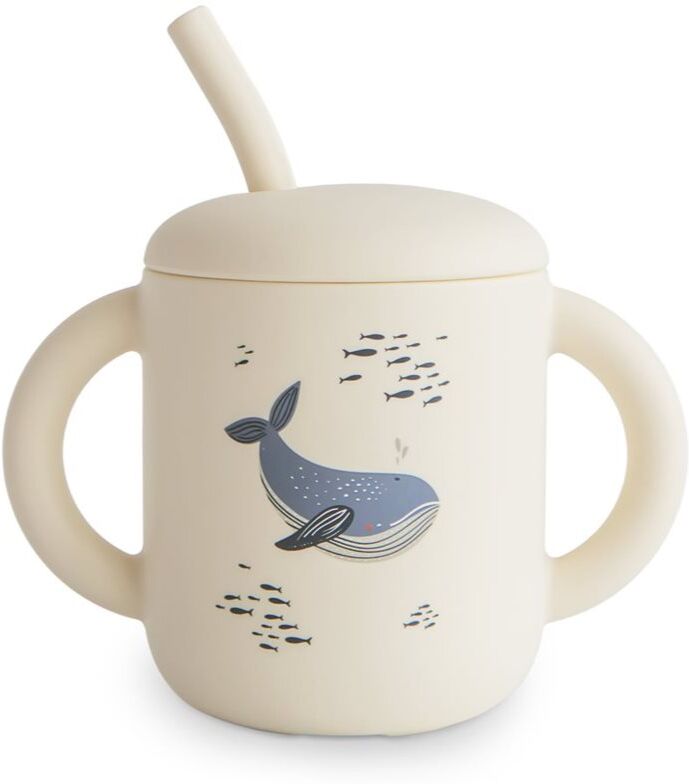 Mushie Silicone Training Cup Whales tasse avec paille 1 pcs