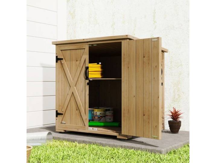 Coffre de jardin en bois coffre à coussins résistant aux intempéries toit en asphalte 77 5×88×90 cm