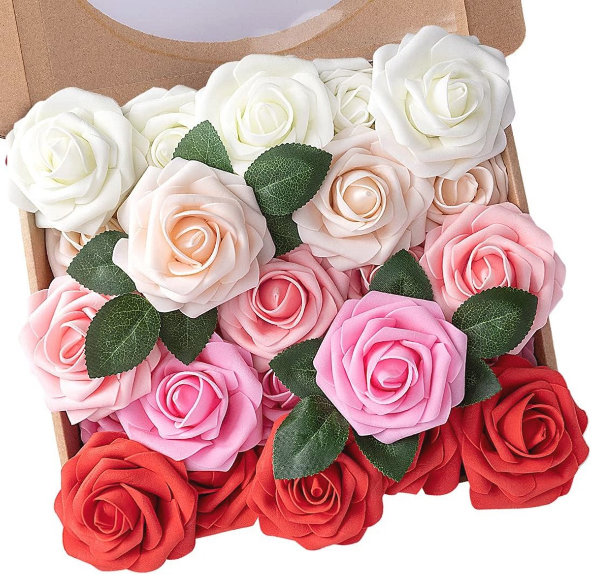 N&T NIETING Kunstbloemen Rozen met steel, 25 stuks, Rood