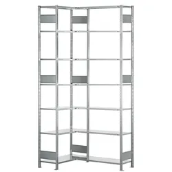 PROREGAL Eckregal | Grundregal (Felder A+B) | HxBxT 300x100x40cm | 2x7 Ebenen | Längenriegel | Verzinkt