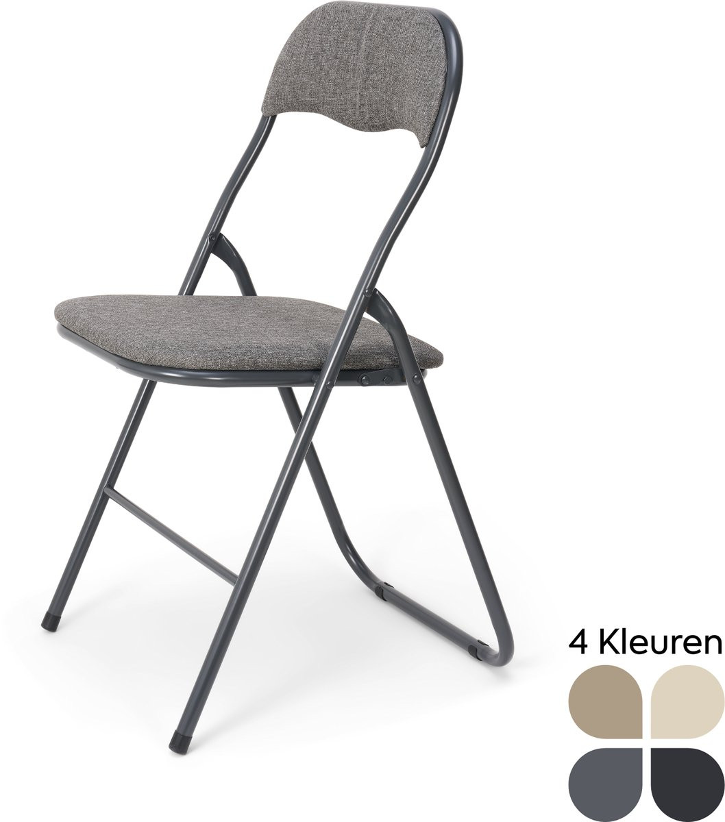 Meije Nova Klapstoel - Grijs - Linnen - Zithoogte: 45 cm