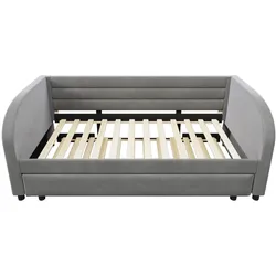 MODFU Polsterbett Flanell Grau 90x200 cm mit Ausziehbett und LED-Beleuchtung
