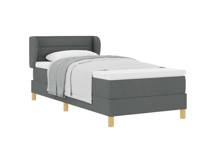 PUGYNBK Boxspringbett, Dunkelgrau, 90 x 190 cm, mit Matratze Verstellbares Kopfteil, Struktur aus Holz und Kiefer, Taschenfederkerne, Kunststofffüße