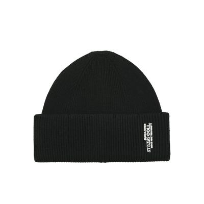 Beanie JACK & JONES "JACCOLL REGULAR BEANIE NOOS", Herren, schwarz, Strick, Viskosemischung, bedruckt, Mützen Beanie