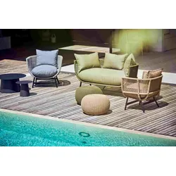 Gartensofa Loungesofa Suka aus Aluminium, modern und wetterfest, hellgrau, inkl. Polster und Kissen