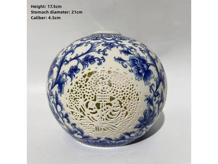 Vase creux Ume bleu et blanc chinois, Jingdezhen, vase peint, Chine