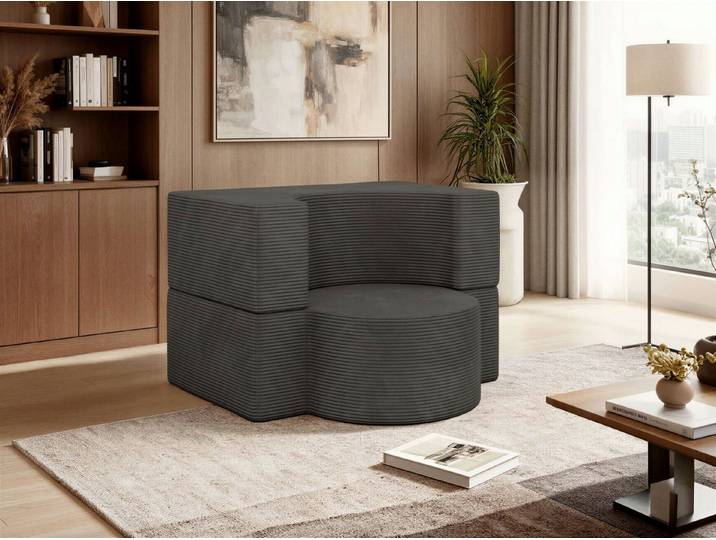 MKS MÖBEL Sofa SANOA, Set, 1-Sitzer Sofa ausklappbar, Polstersessel, Schaumstoff
