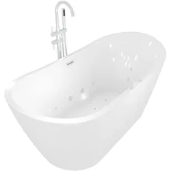 AcquaVapore freistehende Badewanne Wanne F23 180cm Whirlpool Luft & Wasser mit Armatur AF04