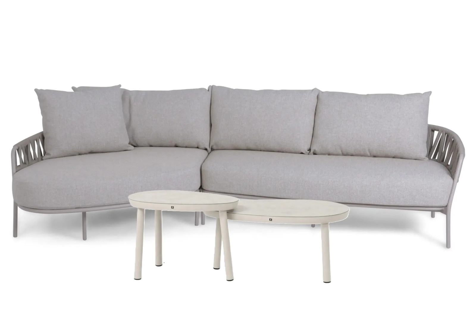 4 Seasons Outdoor Calma/Livo 3-delige hoek loungeset met aluminium frame en kussens, antraciet/grijs