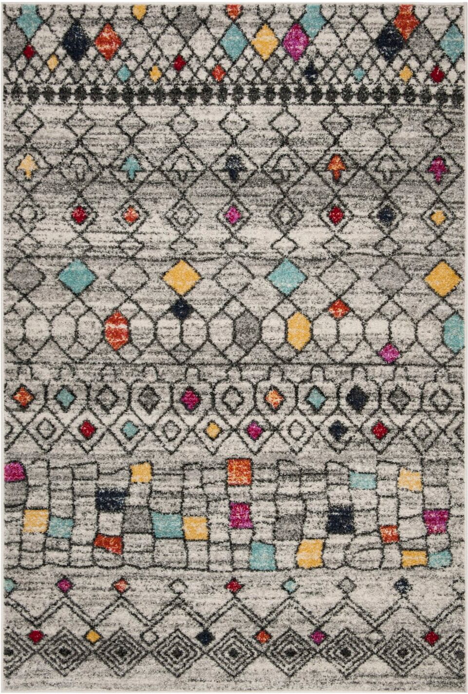 Safavieh Tapis boho marocain en polypropylène gris/rose, 155 x 229 cm Rose 229x1x155cm