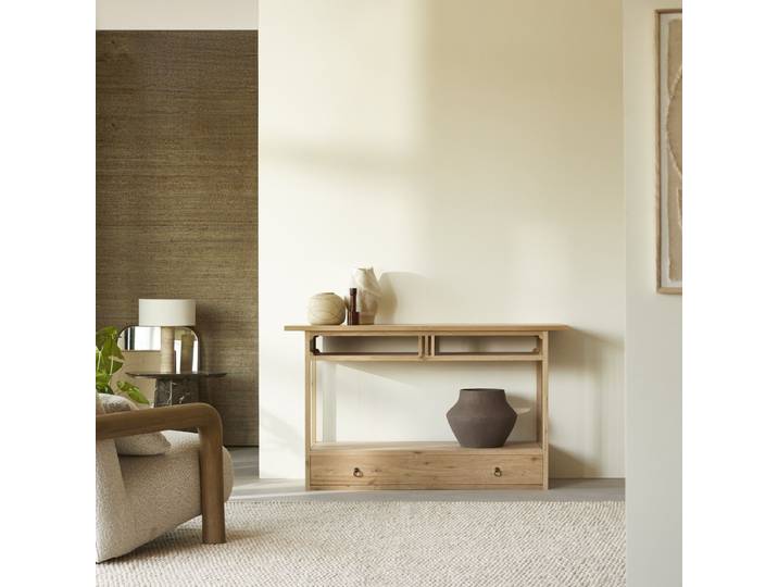 Konsole mit 1 Schublade aus massiver Eiche - Natur - Oak