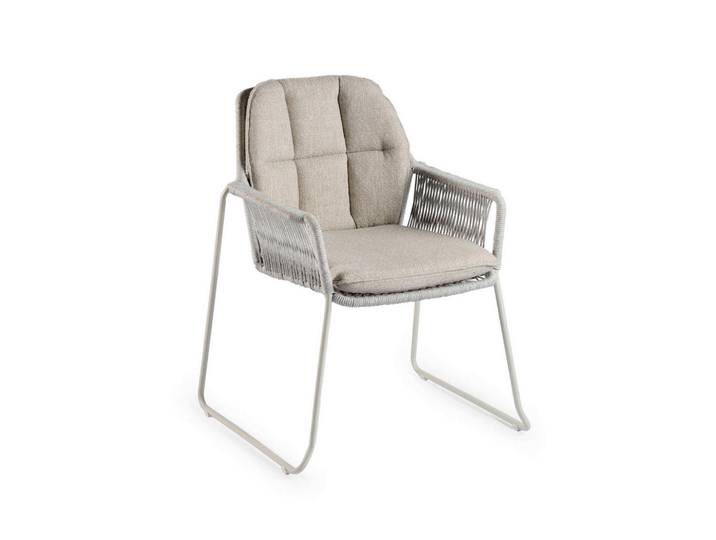 Tierra Outdoor Stapelstuhl, Weiß, Metall, Füllung: Polyurethan (Pur), Kufe, 66x87x64 cm, stapelbar, Gartenmöbel, Balkonmöbel, Balkonstühle