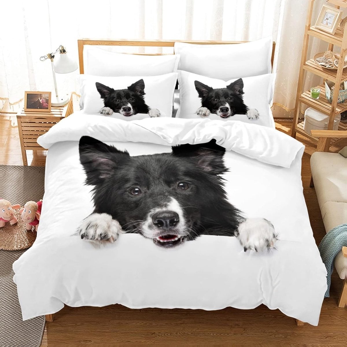 Dekbedovertrek Set Border Collie Wit - 140x200 cm