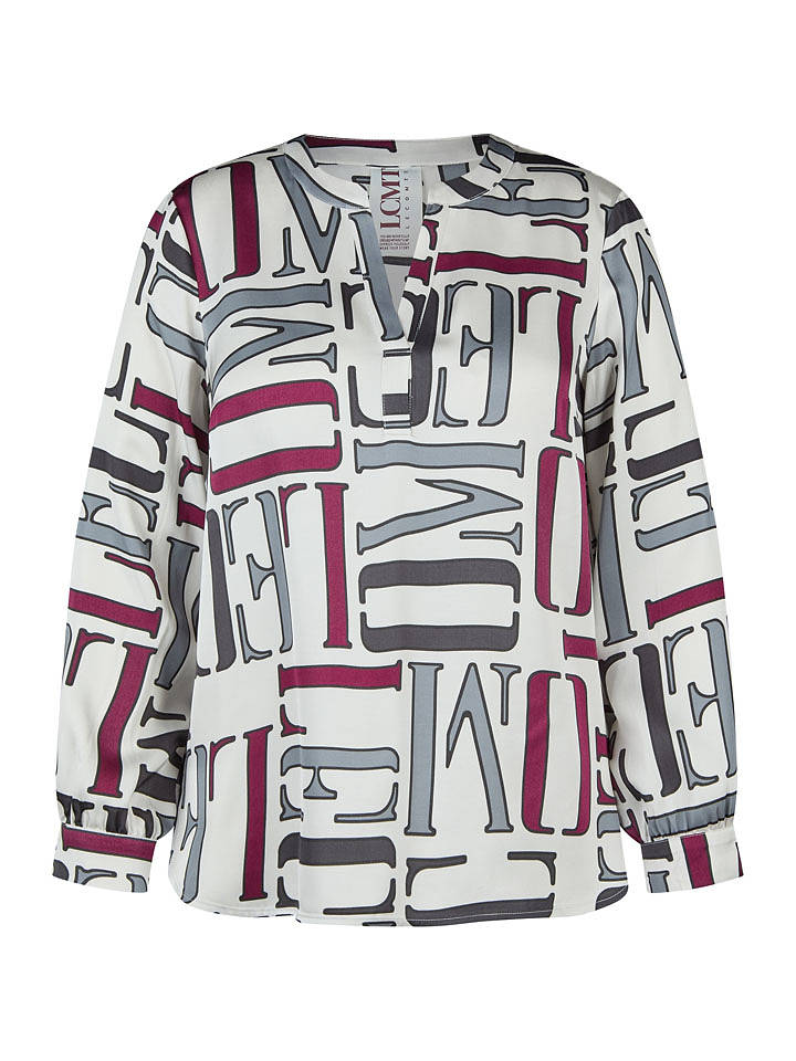 LCMT Le Comte Bluse in Weiß/ Grau/ Bordeaux - 40
