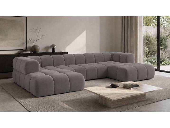 Kaiser Möbel Ecksofa U-Form im Veloursstoff Bluvel, AVERRO UXL, U-förmiges Design,Extra großzügige Sitzfläche