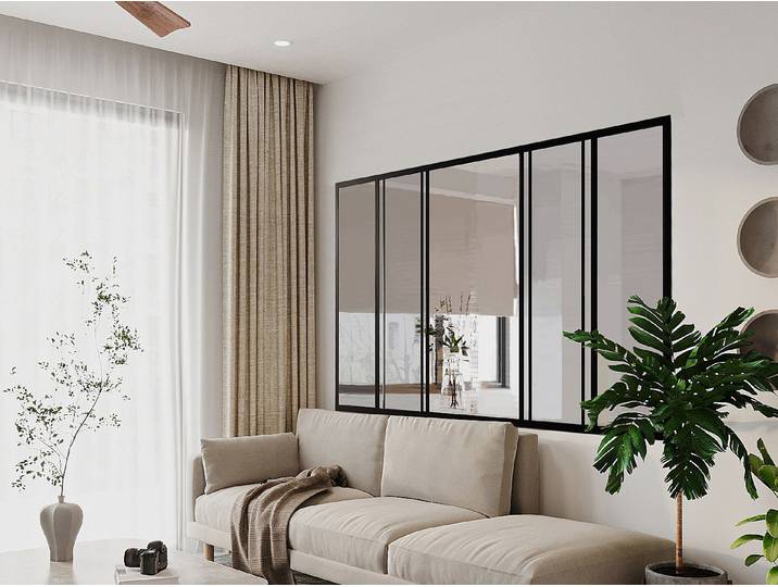 Schiebe-Innenfenster aus pulverbeschichtetem Aluminium Schwarz 180 x 130 cm (B x H) – RAVENA