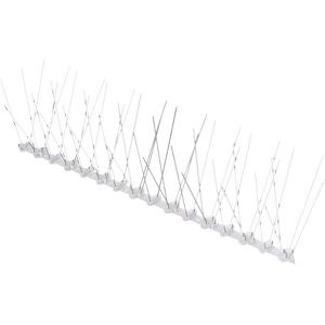 Gardigo Vogelabwehr Taubenspikes, 4 Meter, Spikes aus Edelstahl, silber, mit Kunststoffschiene, 5-reihig, 10 Stück