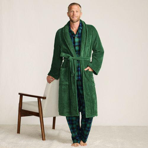 Bademantel aus türkischem Frottee für Herren, Herren, size: regular, Grün, Baumwolle, by Lands' End