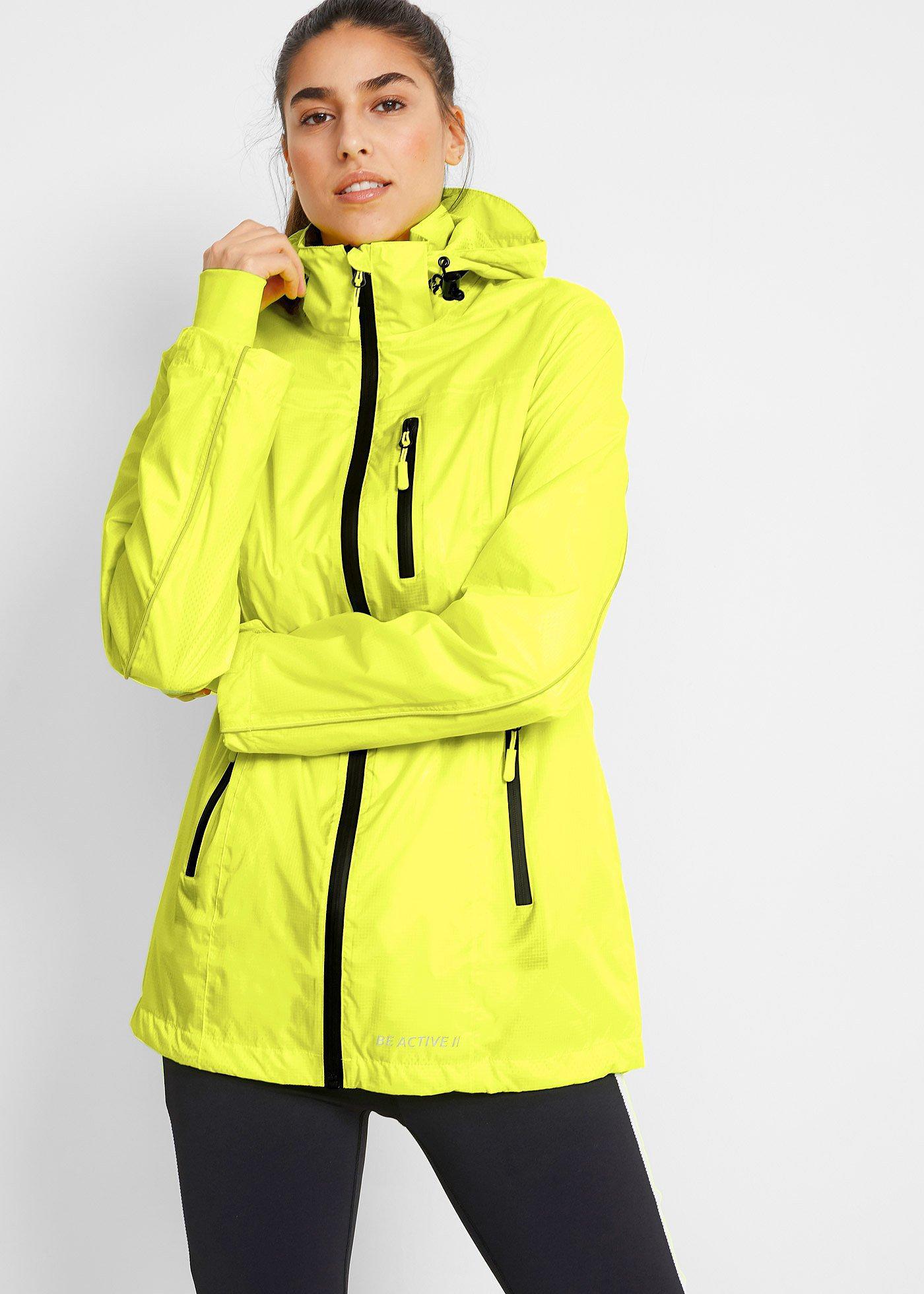 bonprix wasserabweisende reflektierende Funktions-Jacke, gelb, Gr.40, Neon Funktions-Jacke mit vielen Reißverschlusstaschen, bequem geschnitten