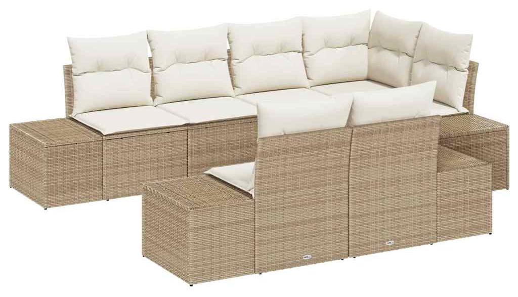 Modulares Lounge-Set - Gartenbank - Lounge-Sofa - Gartenlounge - Eck-Lounge-Set - Beige und Weiß - 7-Sitzer