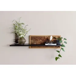 Wandregal  113x23x28 schwarz / natur geölt LINDAU #105