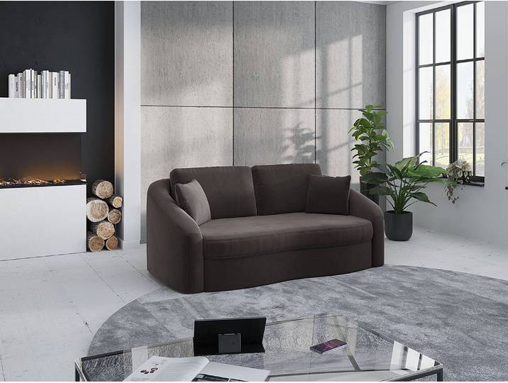 Canapé 2,5 places Nessano Gris Velours Ravi 196 x 88 x 107cm Maison de campagne