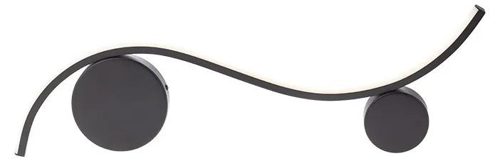 WAVE AP LED Wandlamp - Zwart - Breedte: 60 cm, Diepte: 23,5 cm