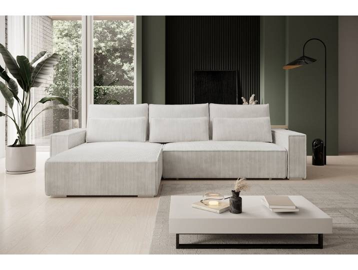 storez24 Ecksofa Alice, wahlweise mit Bettfunktion und Bettkasten, Steppung im Sitzbereich