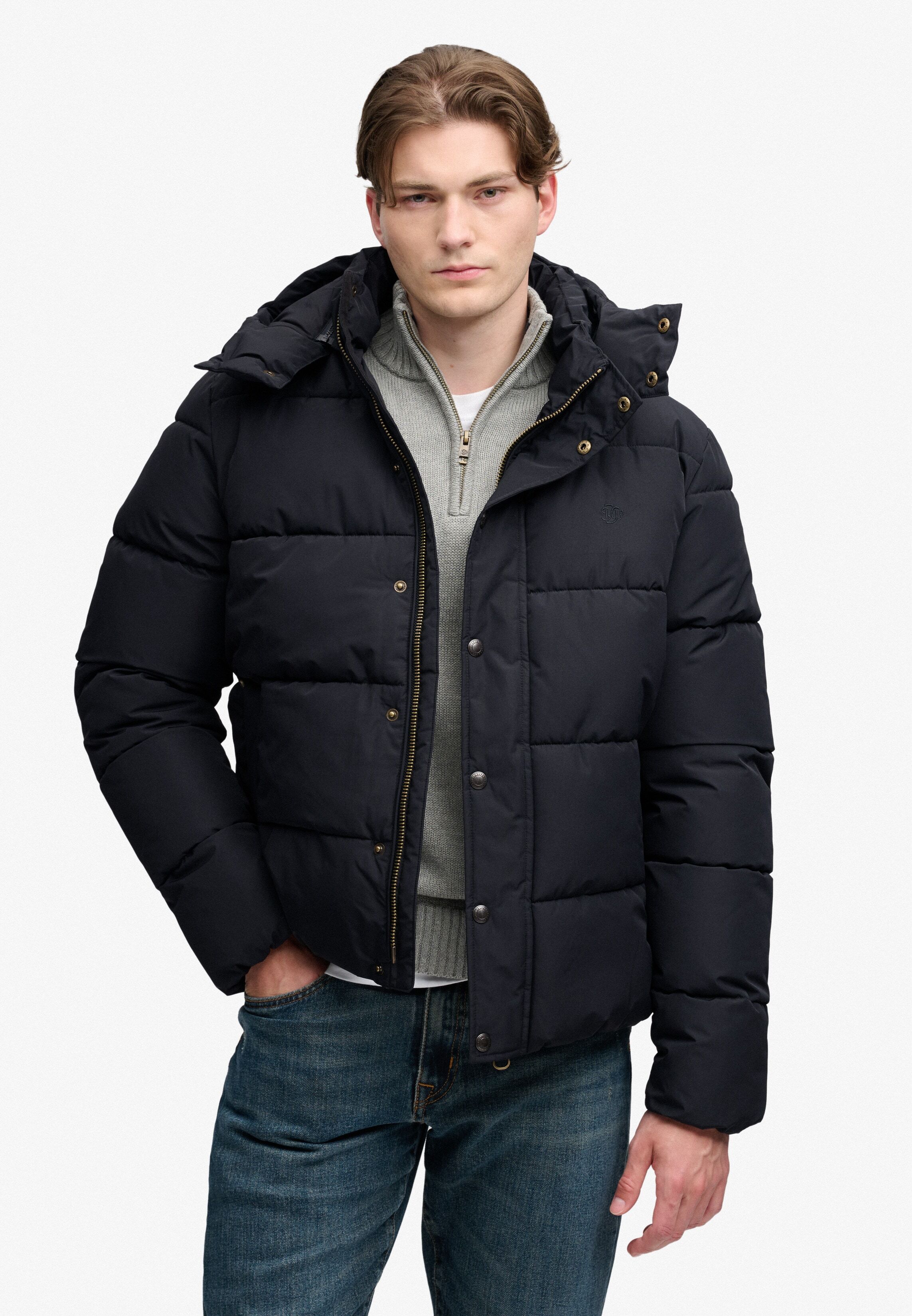 Steppjacke SUPERDRY "PREMIUM HOOD PUFFER JKT", Herren, Gr. 3XL, schwarz, Web, Obermaterial: 100% Polyester, unifarben, relaxed fit normal, Jacken Steppjacke, Kunstfaser, relaxed fit schwarz 3XL