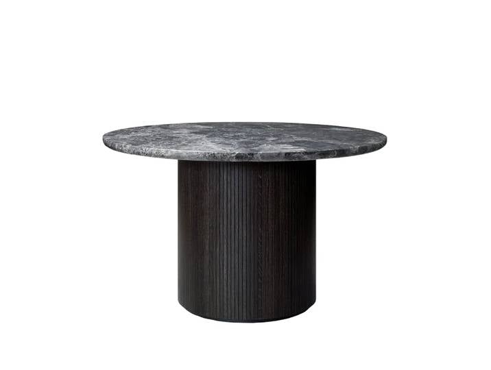 GUBI Moon Esstisch rund Marble grey, ø120cm, braun/schwarzgebeitzter Fuß, 120cm