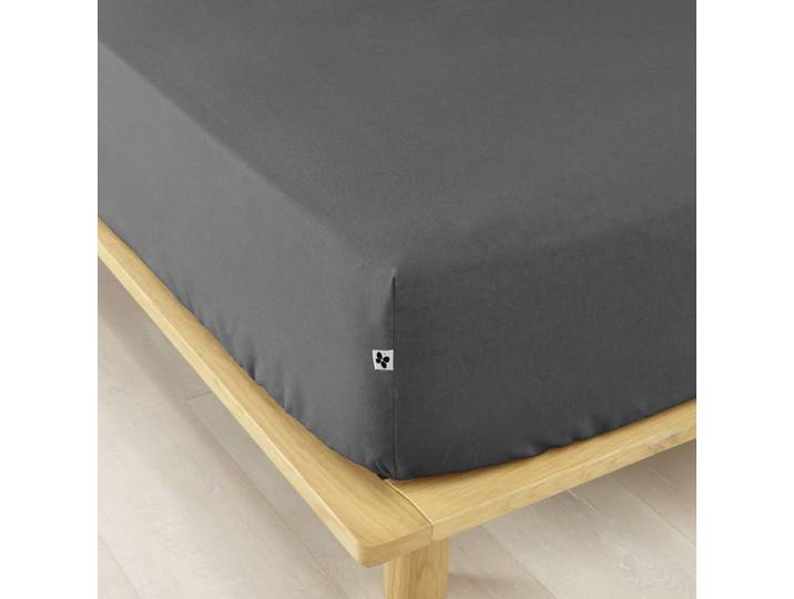 Drap housse flanelle anthracite 160x200 cm